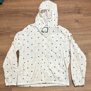 Denim & Flower Ricky Singh White Jacket with Green and Gold Shamrocks Size Large